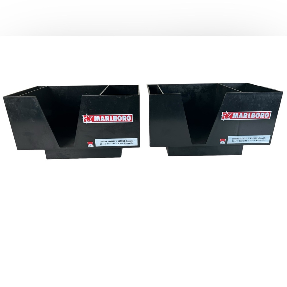 2 MARLBORO Cocktail Napkin Straw Holder Promo Bar Item Acrylic Vintage Taiwan